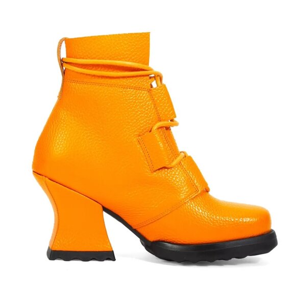 Fluevog Orange Stop It Sostener Lace-Up Ankle Boots, NIB, Size 9 Leather Booties - Picture 3 of 11